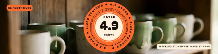 Slipmoth Mugs reviews banner with orbiting text rings template