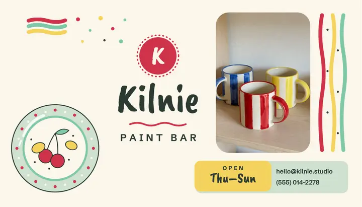 Kilnie paint-your-own pottery business card template