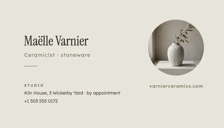 Varnier Ceramics business card template
