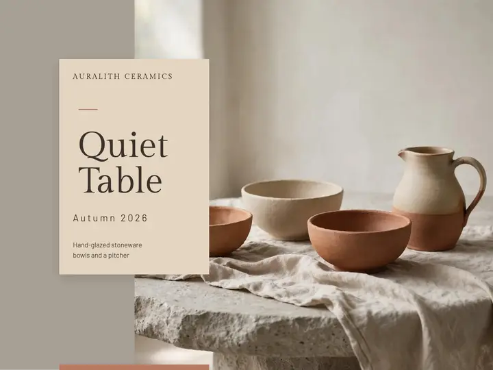 Quiet Table ceramic tableware presentation slide: tableware collection slide template