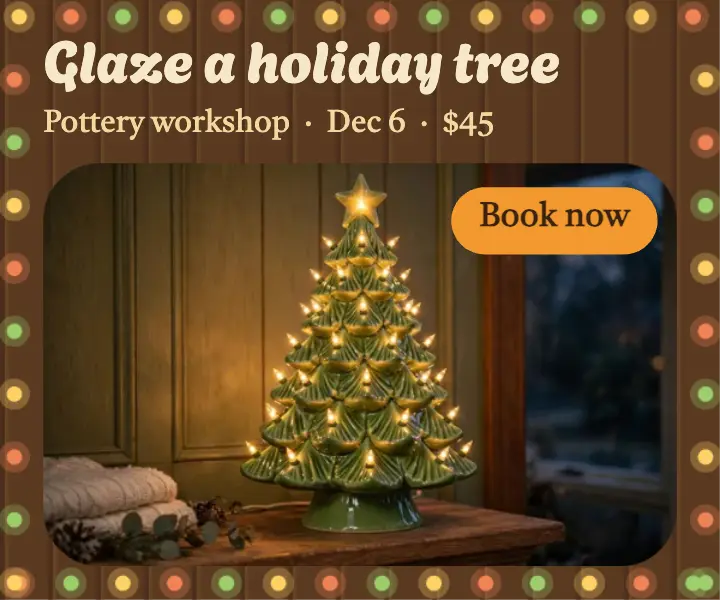 Glaze a holiday tree workshop ad template