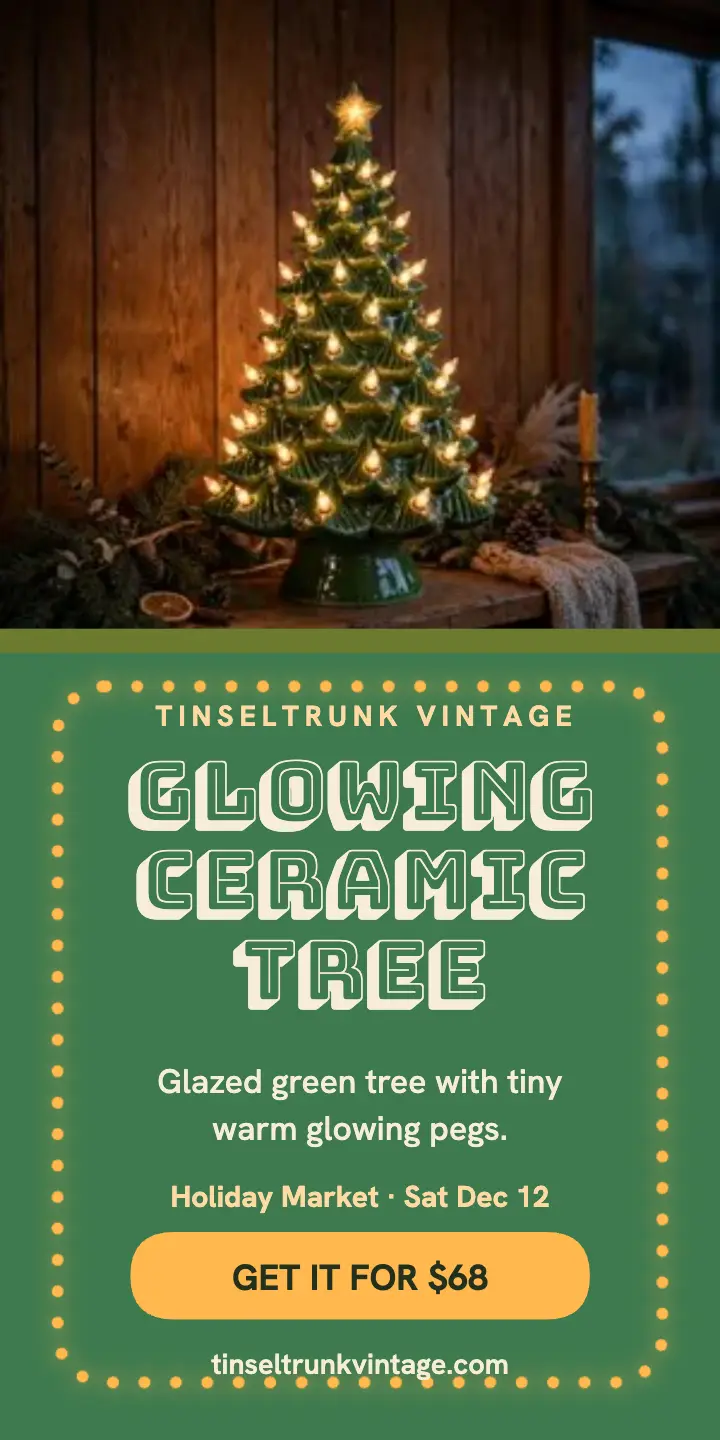 Tinseltrunk glowing ceramic tree holiday ad template