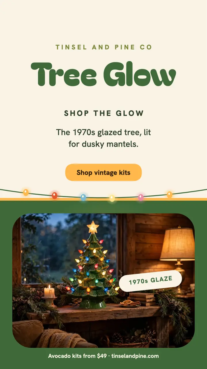 Tinsel and Pine ceramic tree glow story template