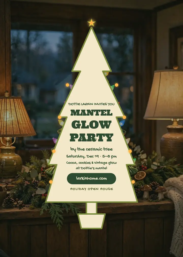 Larkin mantel glow holiday open house invitation template