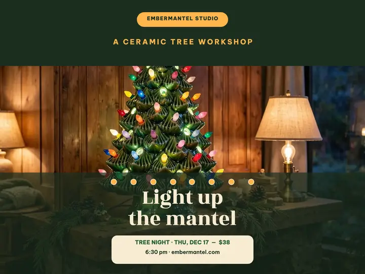 Embermantel ceramic tree night slide: christmas workshop slide template