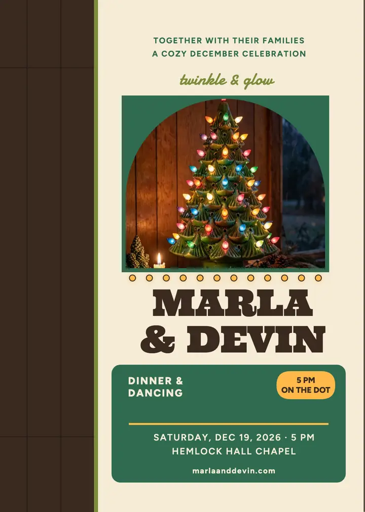 Marla and Devin ceramic tree wedding invitation template