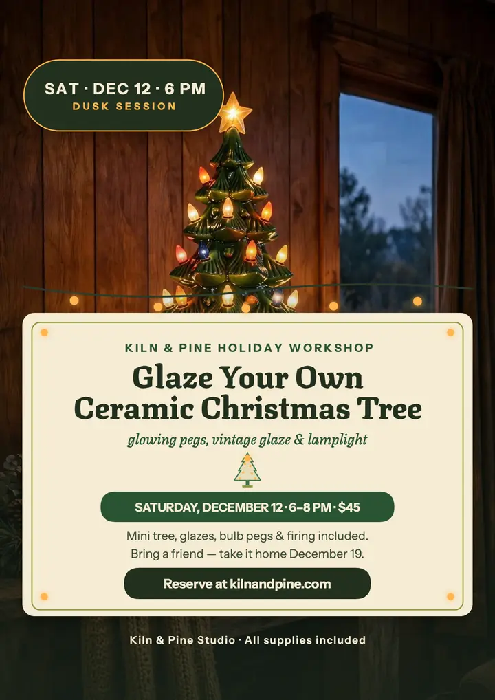 Kiln and Pine ceramic tree workshop flyer template