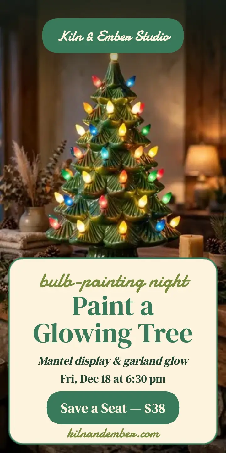 Kiln and Ember ceramic tree workshop ad template