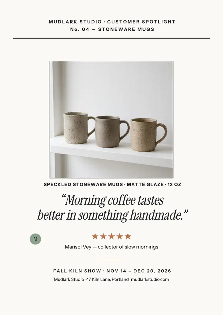 Mudlark Studio mugs review print flyer template