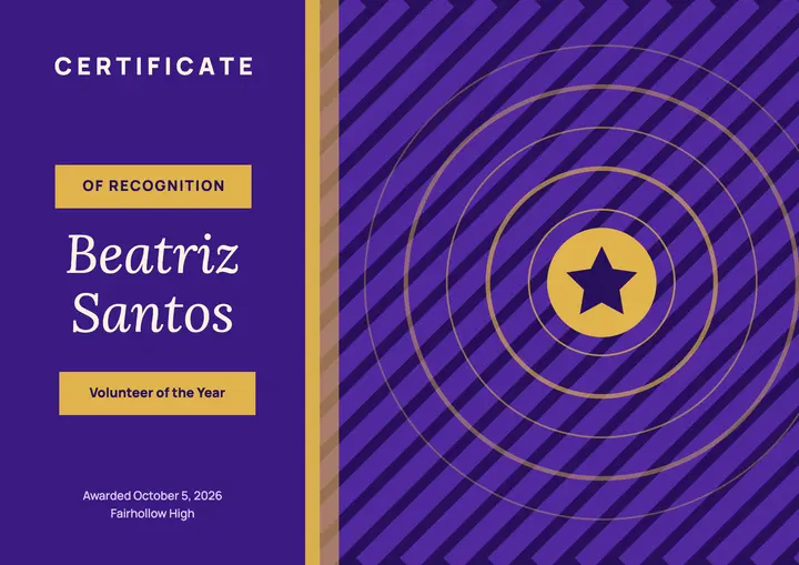 Certificate of recognition template