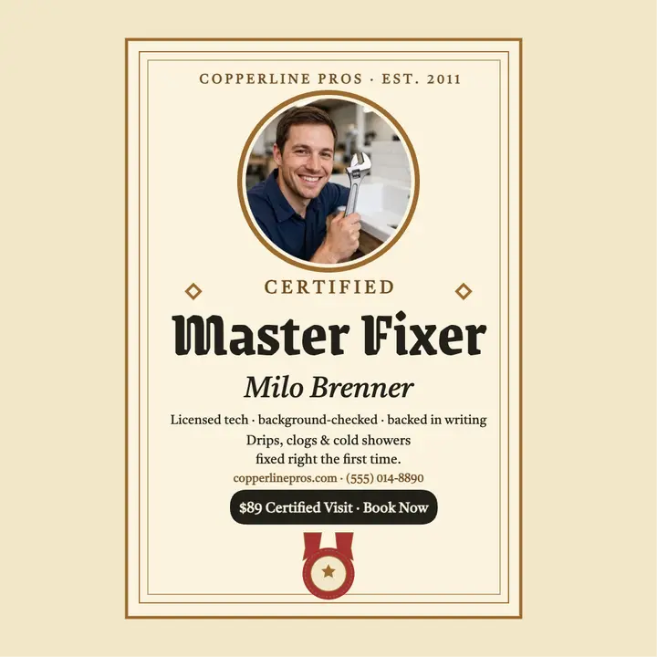 Copperline certified fixer diploma post template