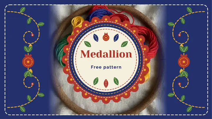 Embroidery medallion tutorial thumbnail, suzani template