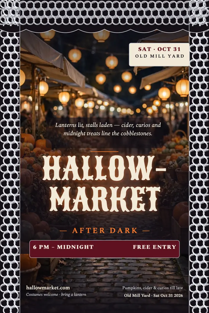 Hallowmarket After Dark poster template