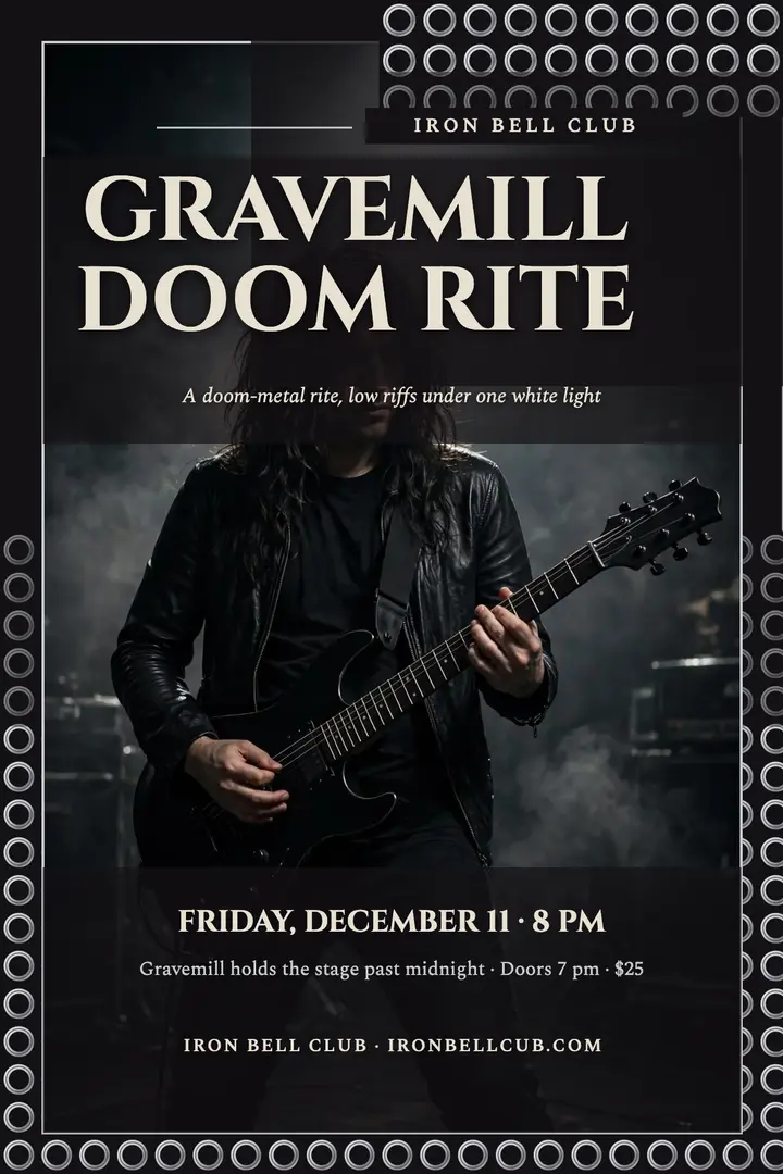 Gravemill doom night poster at Iron Bell template