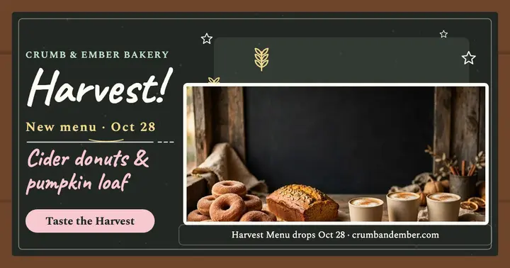 Crumb and Ember harvest menu chalkboard post template