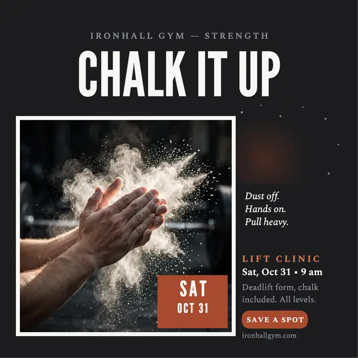 Ironhall Gym chalk clap lifting post template