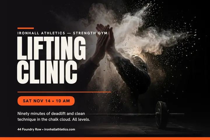 Ironhall lifting clinic chalk postcard template