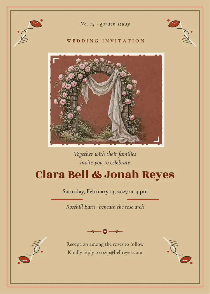 Clara Bell and Jonah Reyes chalk garden invitation: wedding invitation template