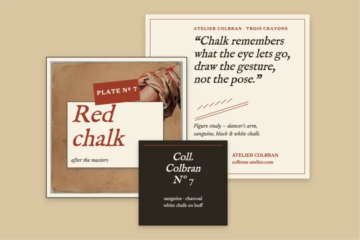 Red chalk study art quote postcard: art quote postcard template