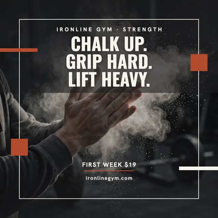 Ironline Gym chalk up promo template