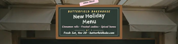 Butterfield holiday menu chalkboard banner template