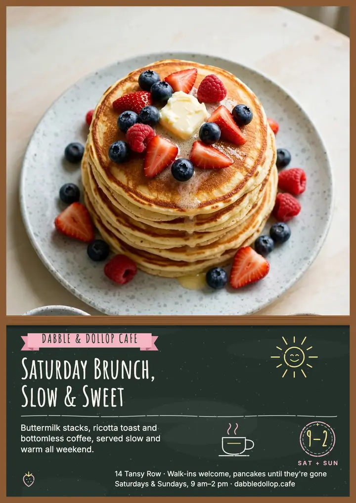 Dabble & Dollop Saturday brunch chalkboard flyer template