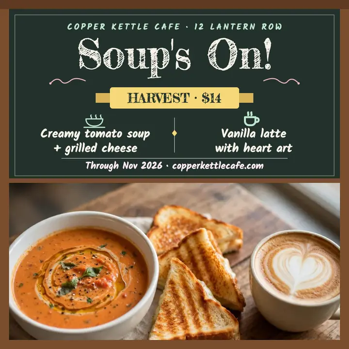 Copper Kettle soup special chalkboard post template
