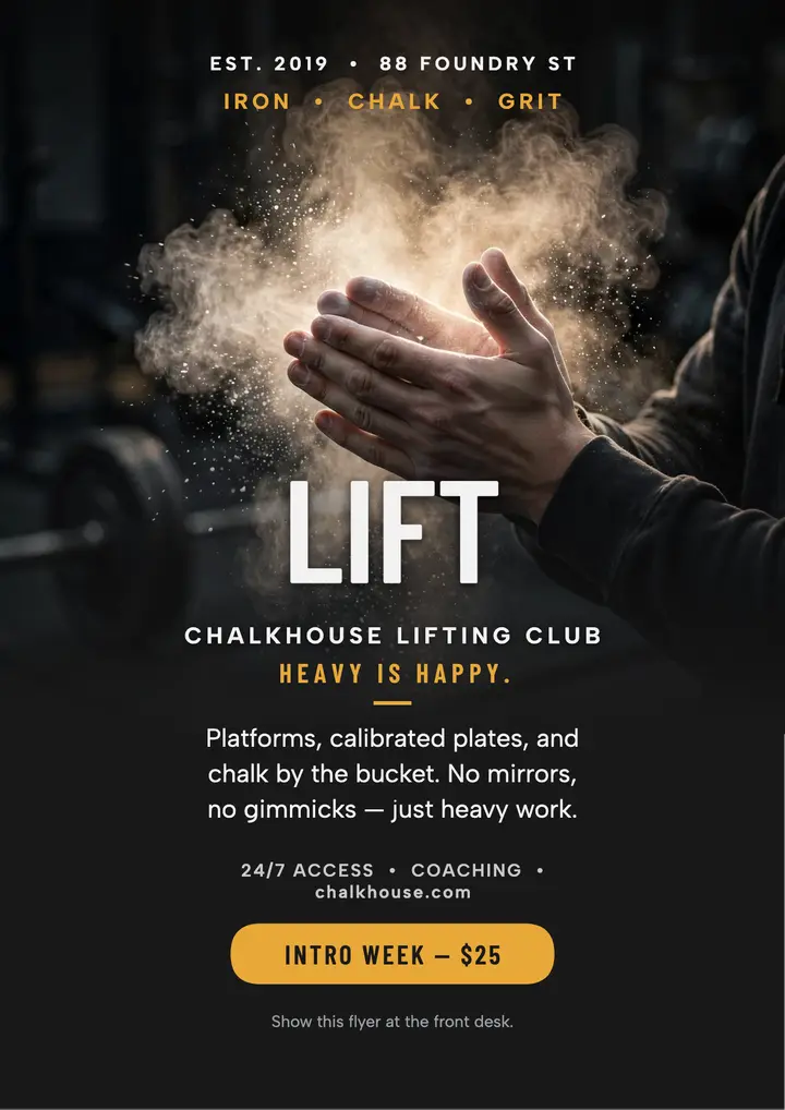 Chalkhouse lifting gym flyer template