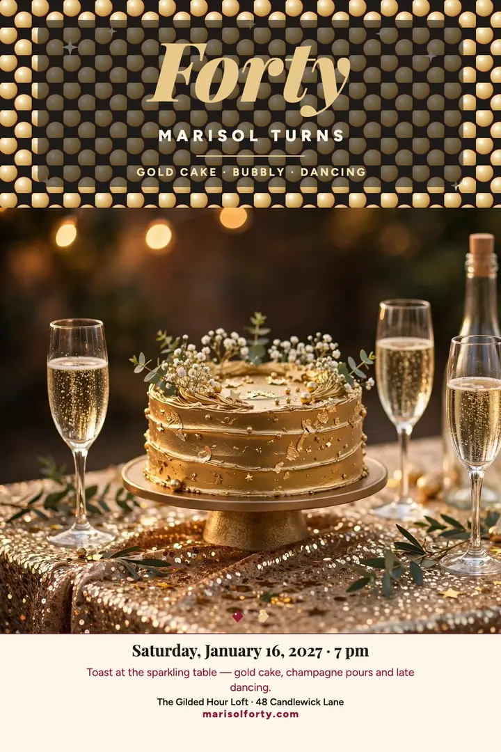 Marisol forty birthday sequin poster template