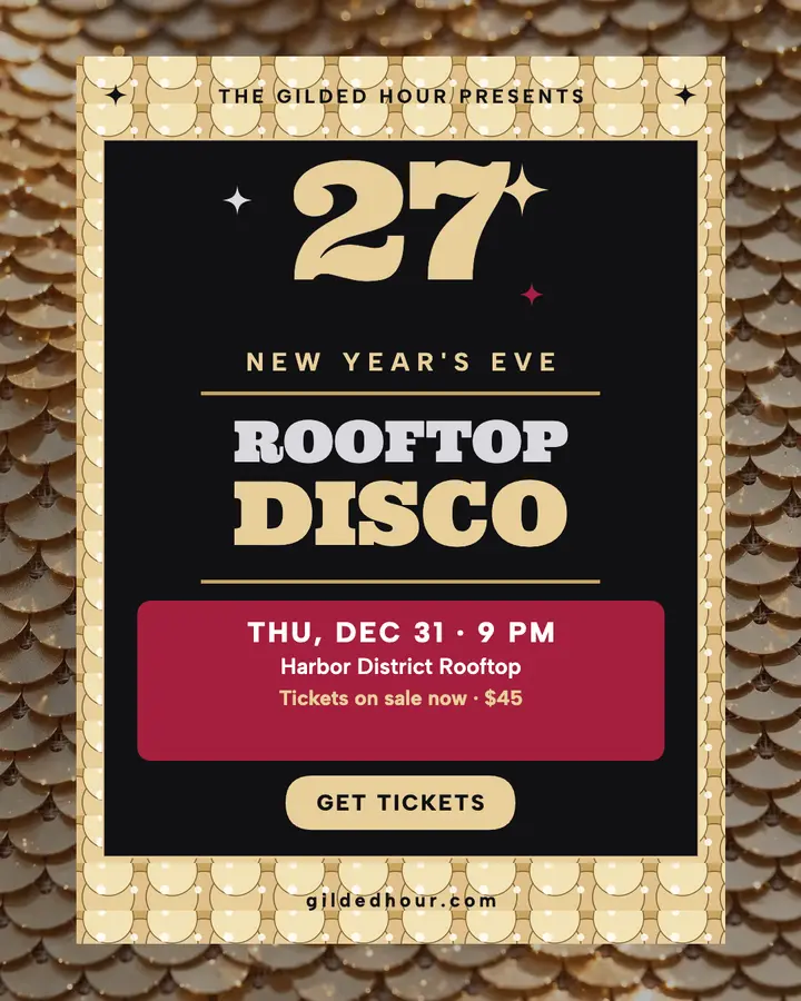 Gilded Hour New Year rooftop disco post: new year's eve party post template