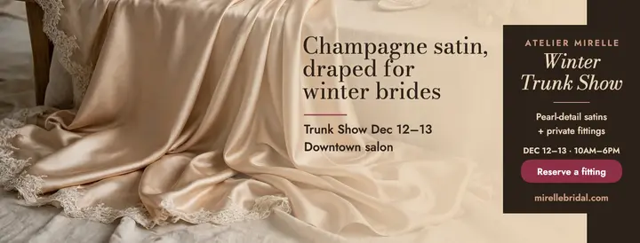 Atelier Mirelle champagne satin trunk show cover template