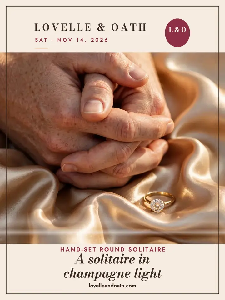 Champagne satin engagement ring portrait template