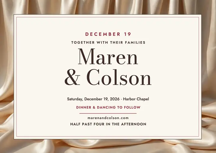 Maren and Colson champagne satin wedding template