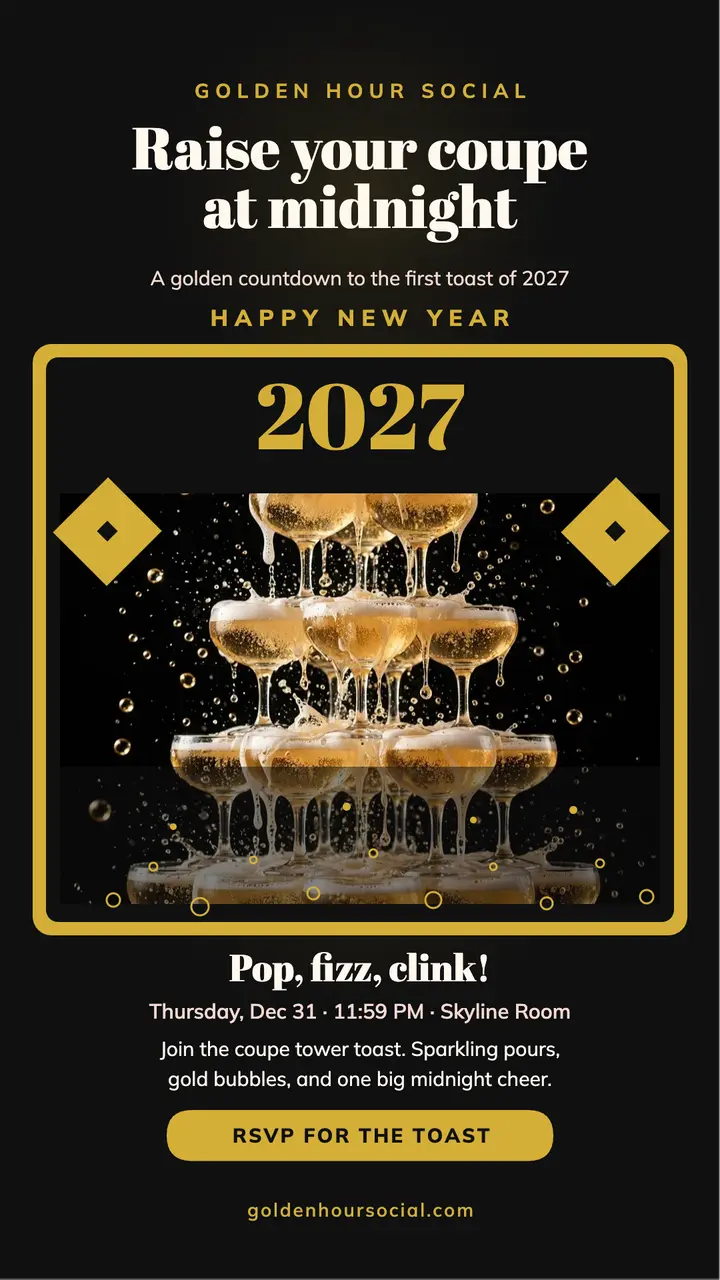 Golden Hour Social New Year toast story template