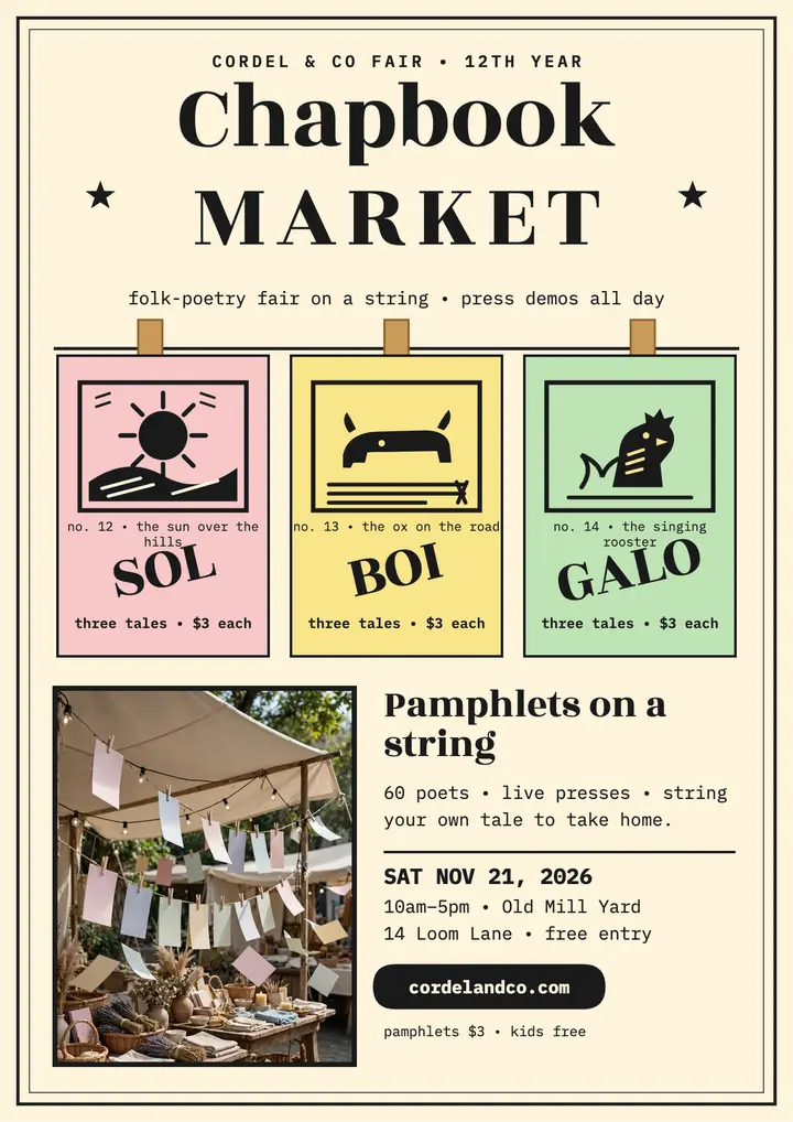 Cordel chapbook market flyer template