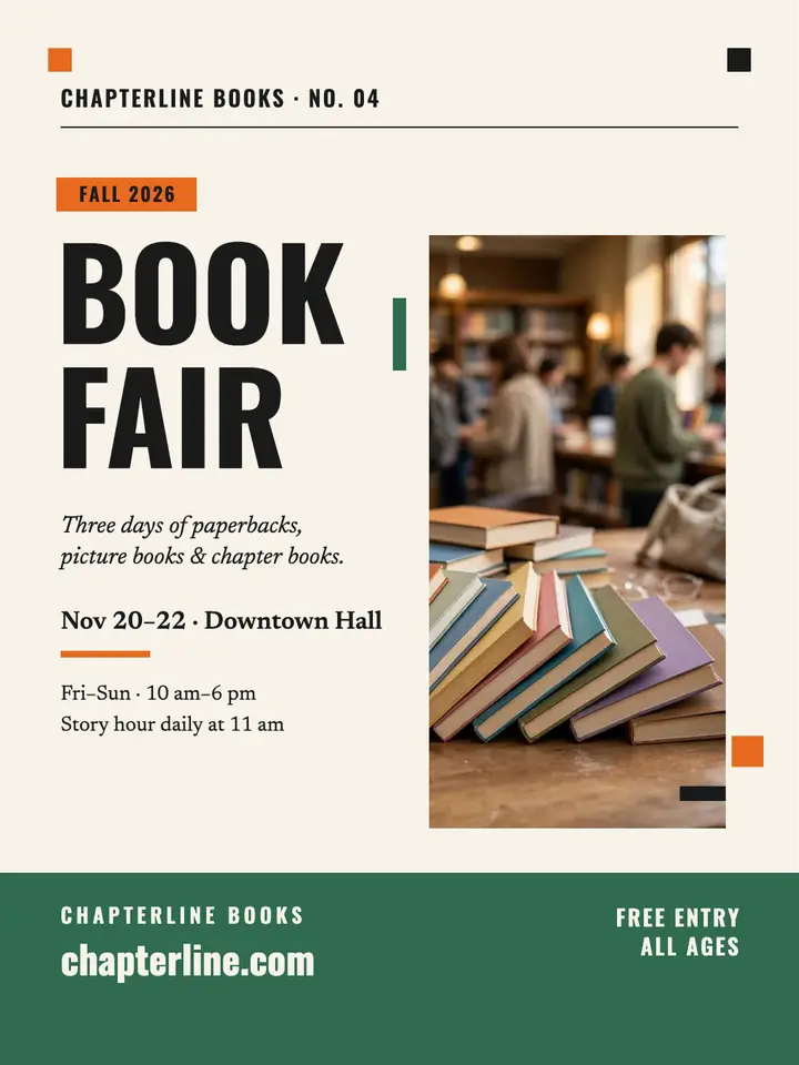 Chapterline fall book fair portrait: book fair poster template