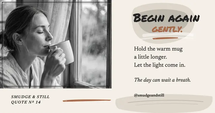 Begin again gently charcoal quote post: begin again quote post template