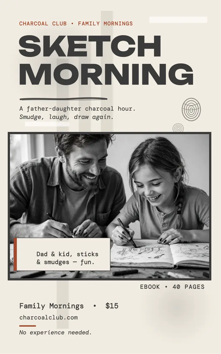 Charcoal Club family sketch morning cover template