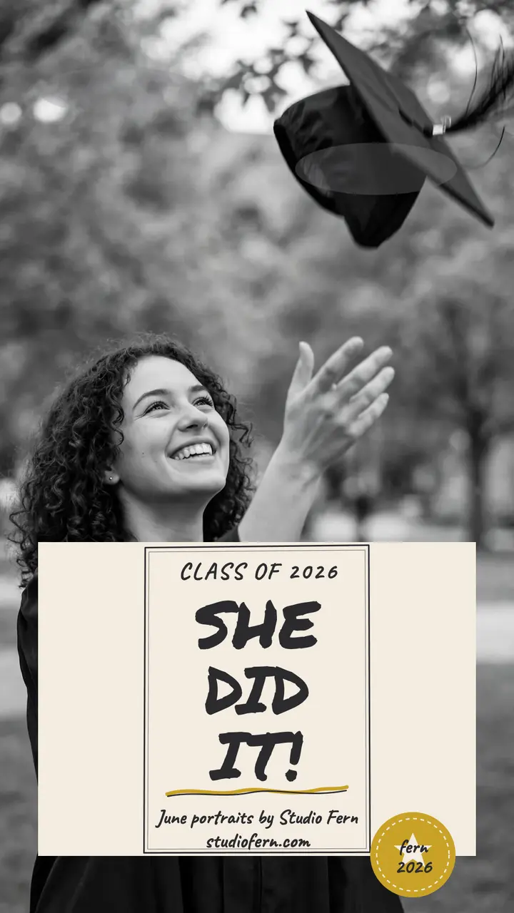 She did it charcoal graduation story template