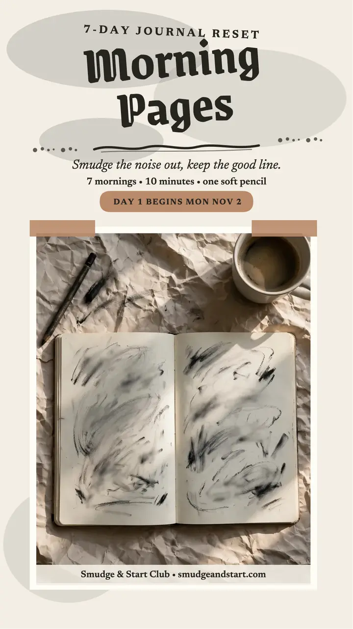 Smudge and Start morning pages story template
