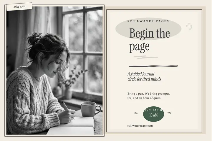 Stillwater Pages journal circle postcard: journaling postcard template