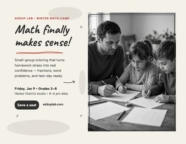 Addup Lab winter math camp flyer template