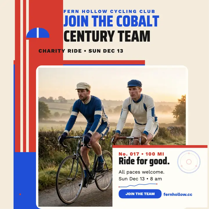 Cobalt Century charity ride team post template