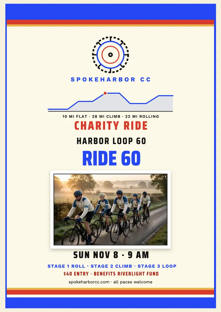 Spokeharbor charity ride stage flyer template