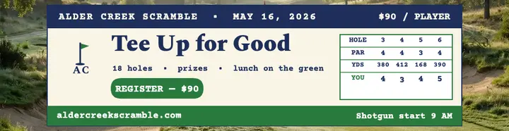 Alder Creek Scramble charity billboard: charity golf billboard template