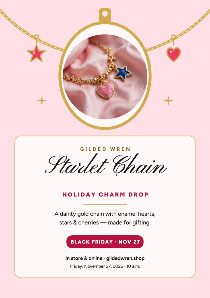Gilded Wren Starlet Chain holiday flyer template