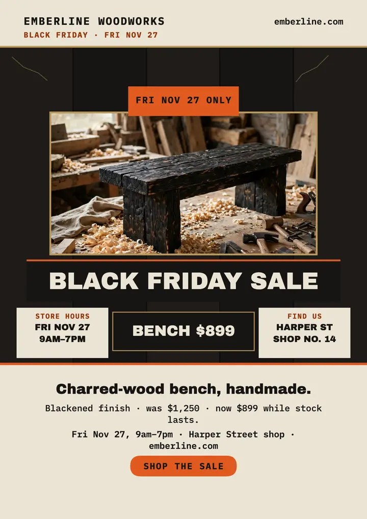 Emberline bench Black Friday flyer template