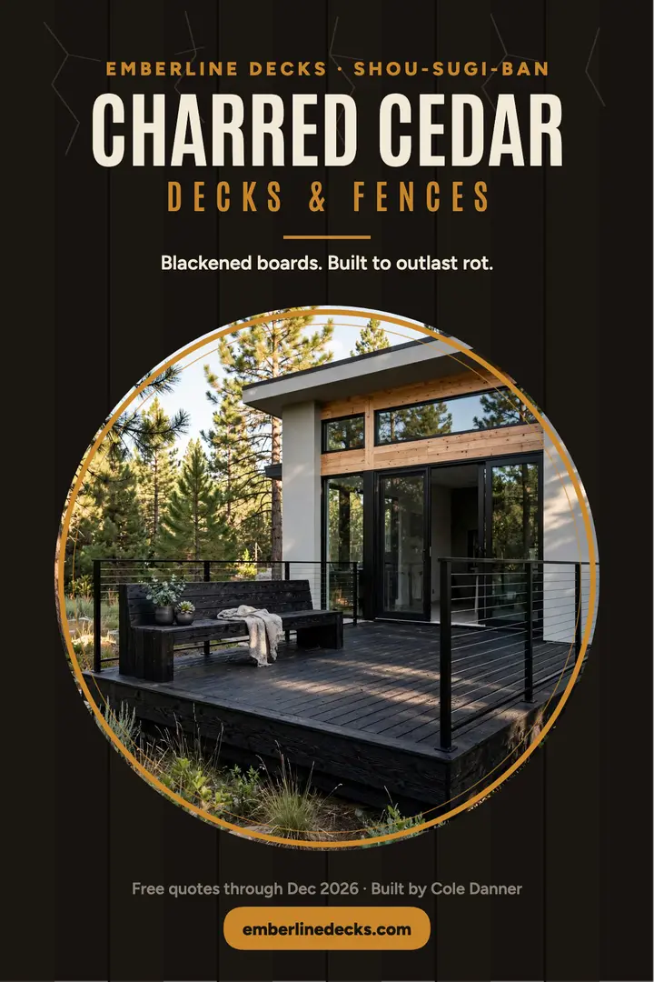 Emberline charred cedar deck poster: deck builder poster template