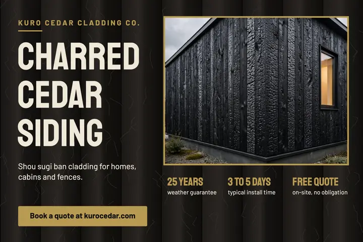 Kuro Cedar cladding postcard: cladding quote postcard template