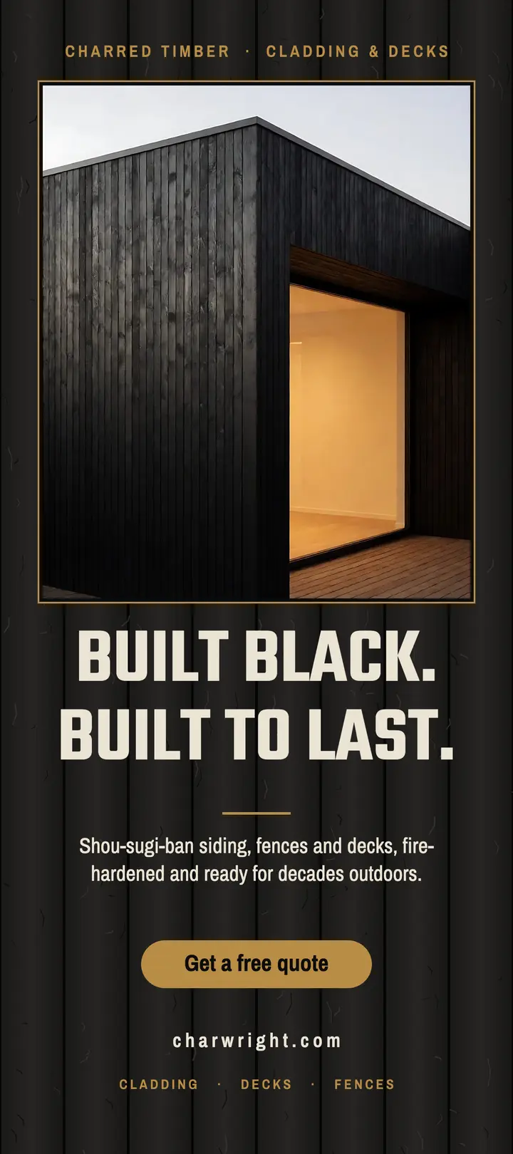 Charwright black timber rack card template